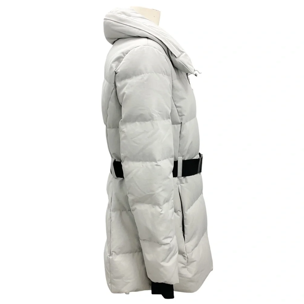 Moose Knuckles Light Grey Cloud 9 Down Puffer Parka Coat with Belt - Picture 2 of 8